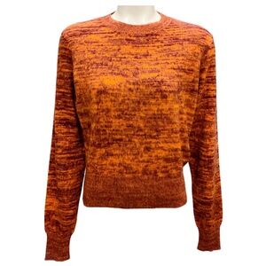 VICTORIA BECKHAM BORDEAUX / ORANGE BRUSHED COT MOULINE CREWNECK LONG SLEEVED PUL